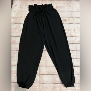 Venus black belted elastic waist and elastic ankle pants size large.